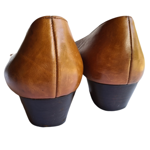 Salvatore Ferragamo AUS 8.5 VINTAGE 90s Designer Tan Leather Vara Bow Pump Shoes - Picture 8 of 17
